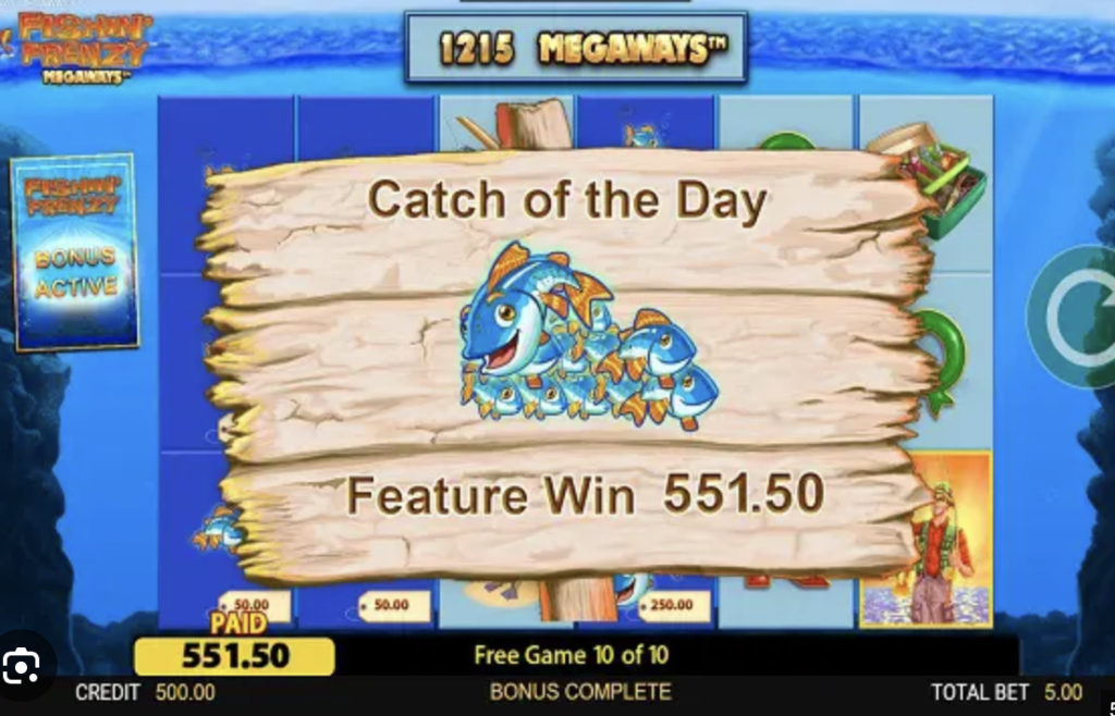Image of Fishin Frenzy prize winnings